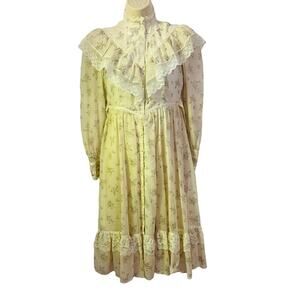Vintage Gunne Sax by Jessica Floral Dress Long Sleeve Flowers Size S/M